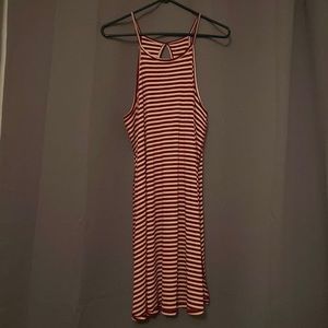 Red and white striped dress